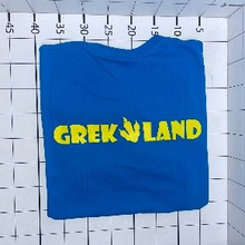 Футболка взрослая Premium бирюза «GREKLAND»(желтая надпись)